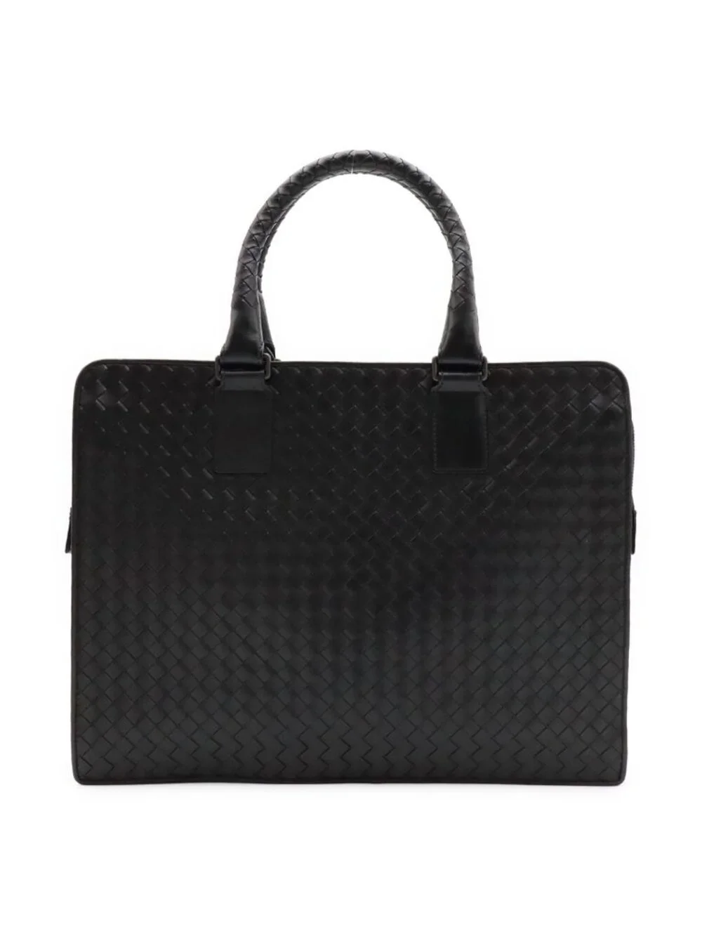 Bottega Veneta Intrecciato Business Briefcase Documents Purse Leather Black